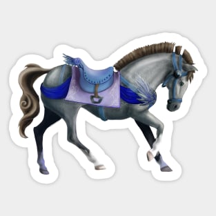 Silver Carousel Horse with Wing Adornments Sticker